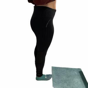 Athleta Cropped Leggings Toggle Drawstring Hidden‎ Pocket Grey/Blue Medium VGUC